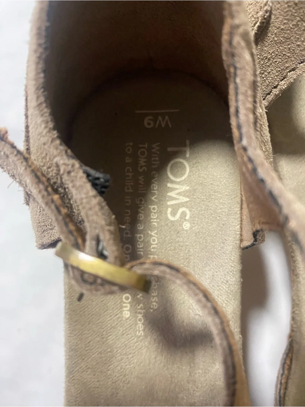 Toms Taupe Suede Wedge Sandals with Cork Platform